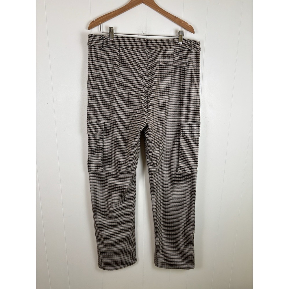 Forever 21 Men 36 Tan Black Cream Houndstooth Cargo-Inspired Knit Pants Straight - Picture 9 of 12